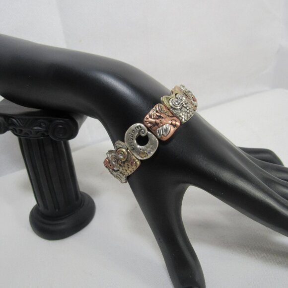 BOHO OWL WISDOM BRACELET STRETCH 7.5 - 8 COPPER BRASS SILVER - Picture 3 of 8